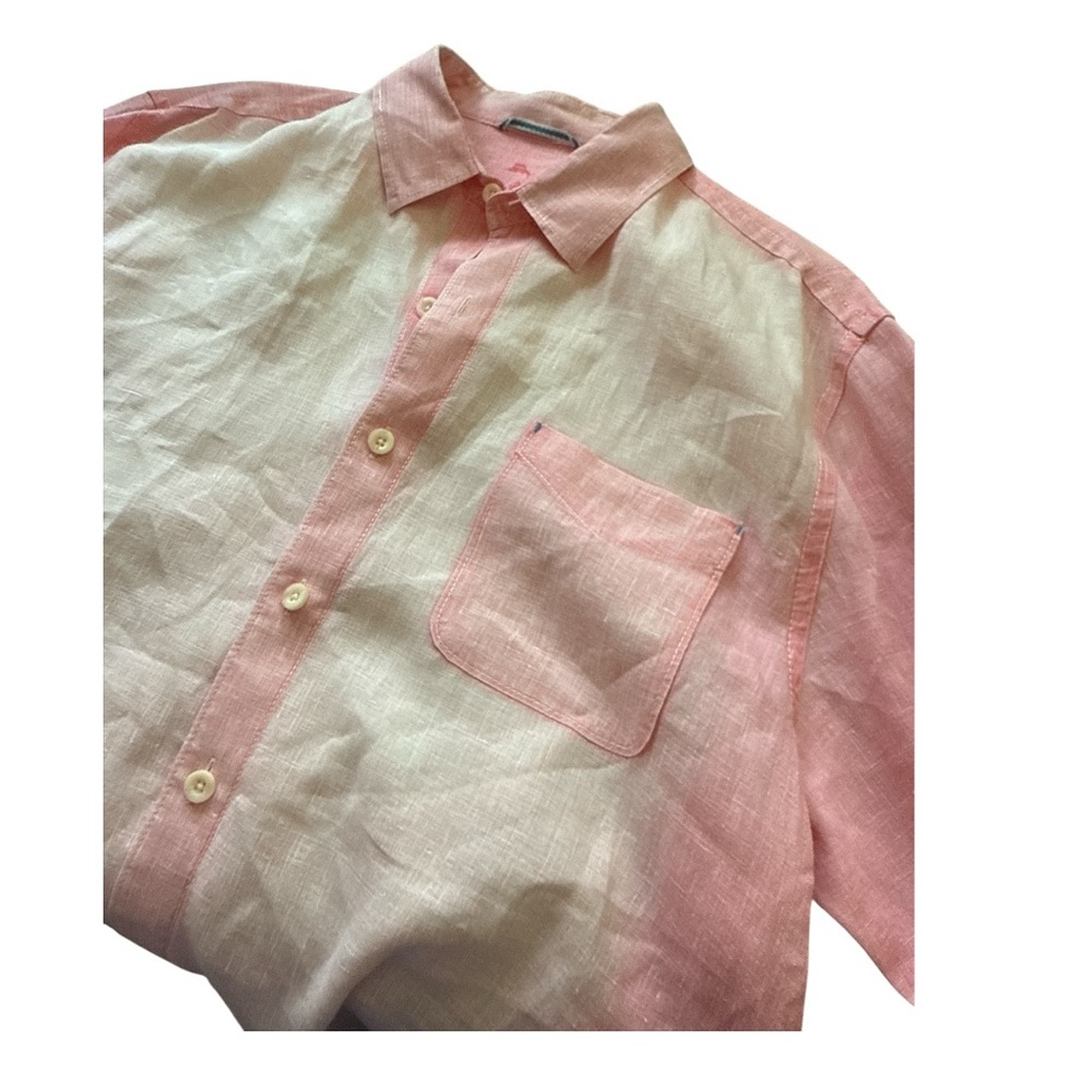 Tommy Bahama Relax pink linen shirt size L EUC C0027 - Picture 6 of 6